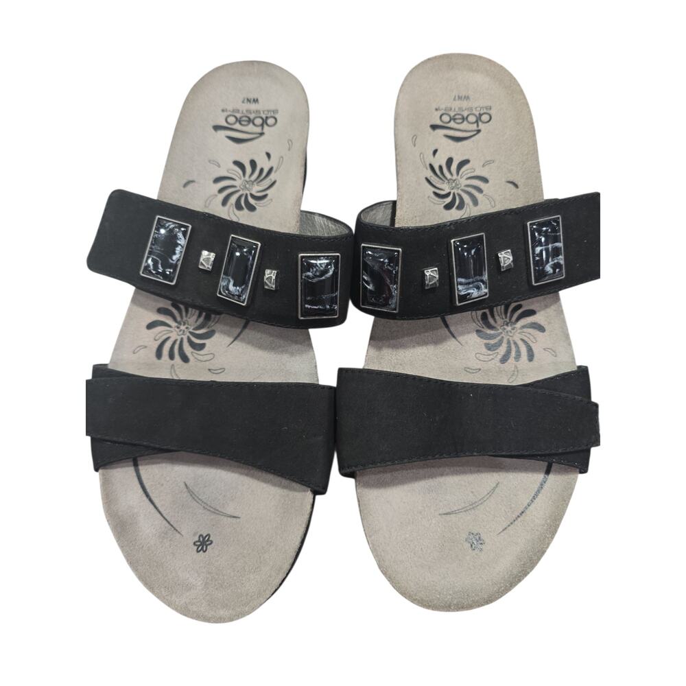 Abeo Black Catie Embellished Slip-on Sandals